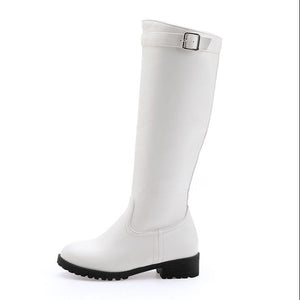 white Women's classic knee high riding boots