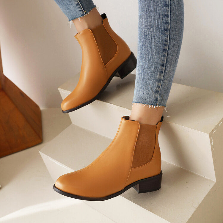 yellow Women's classic low heels chelsea boots