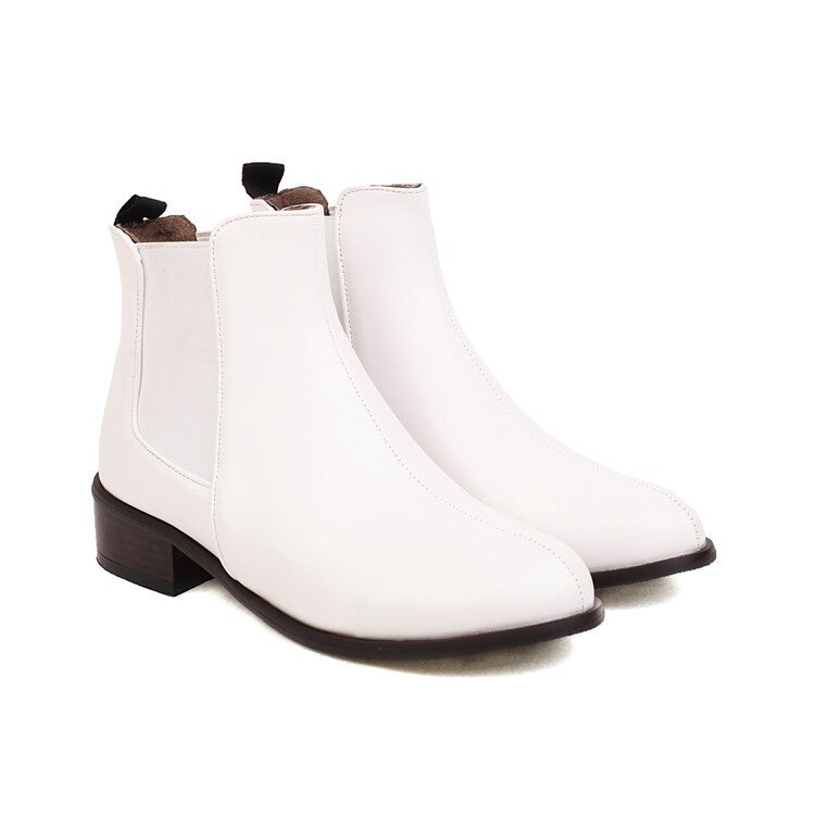 white Women's classic low heels chelsea boots