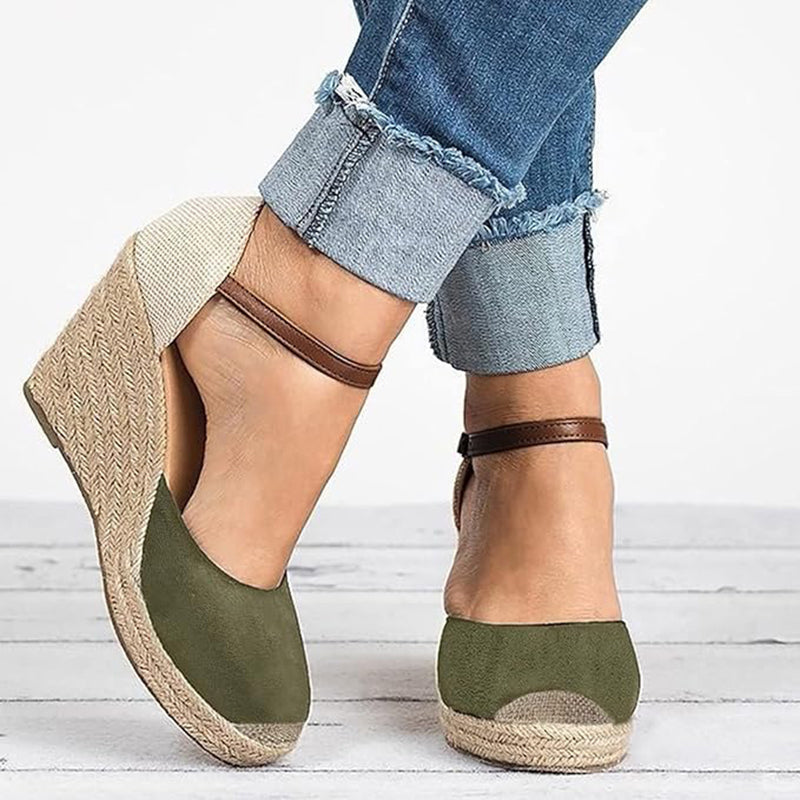 Women's closed toe espadrilles wedges with ankle strap