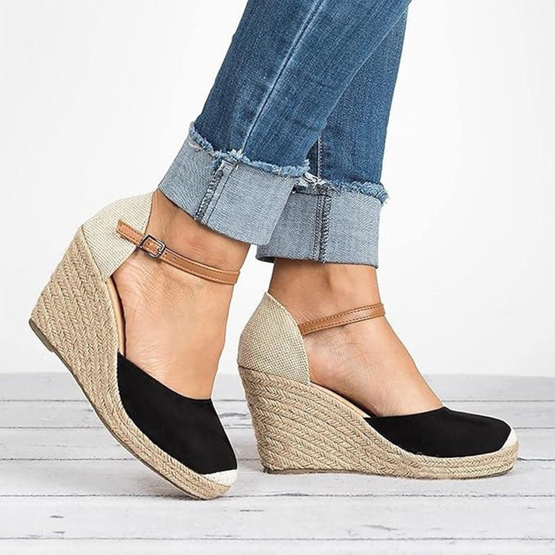 Women's closed toe espadrilles wedges with ankle strap