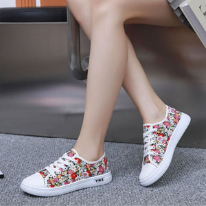 Women's Lace-Up Fabric Sneakers – Printed & Solid Casual Styles