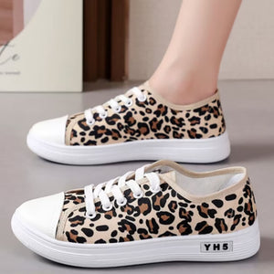 Women's Lace-Up Fabric Sneakers – Printed & Solid Casual Styles