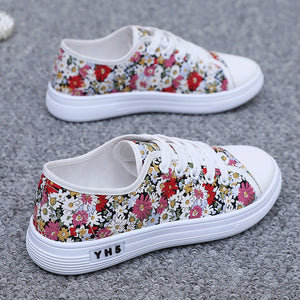 Women's Lace-Up Fabric Sneakers – Printed & Solid Casual Styles