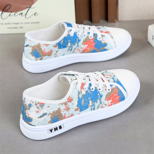 Women's Lace-Up Fabric Sneakers – Printed & Solid Casual Styles