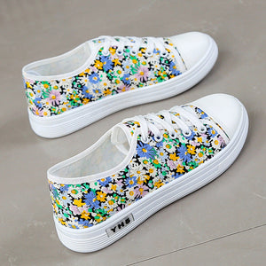 Women's Lace-Up Fabric Sneakers – Printed & Solid Casual Styles