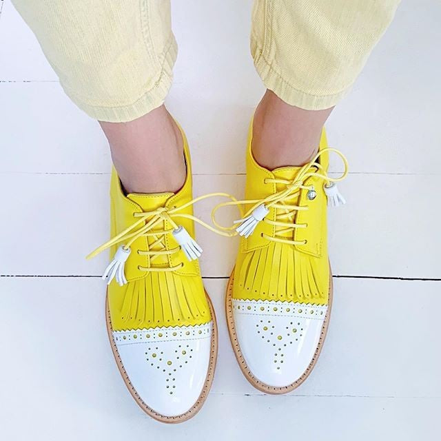 Women's Fringe Oxford Shoes – Perforated Cap Toe Lace-Up Style