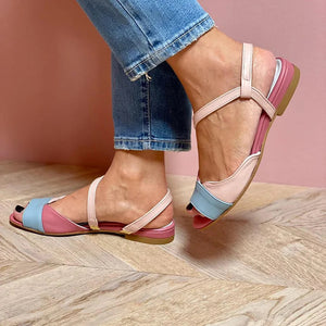pink Women's colorblock peep toe sandals