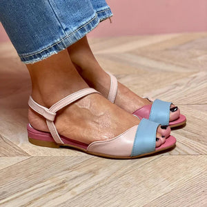 pink Women's colorblock peep toe sandals