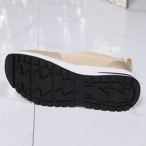 Women's comfortable low wedge heels platform sneakers  with side zipper