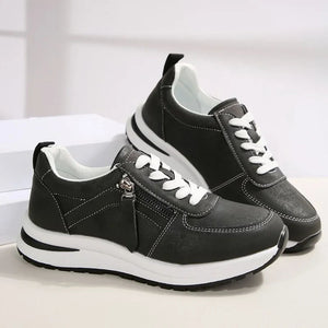 Women's comfortable low wedge heels platform sneakers  with side zipper