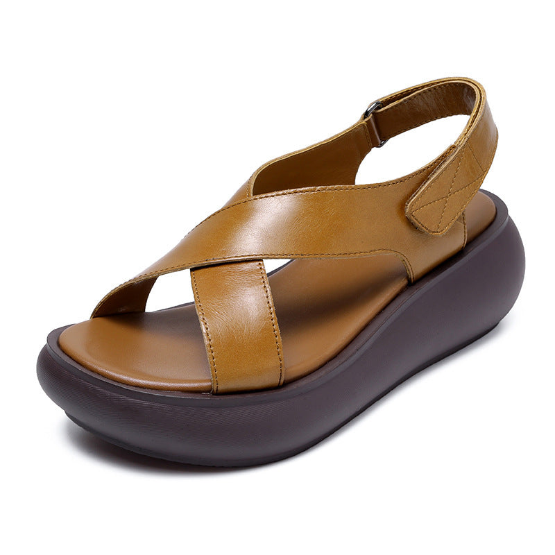 Women's criss cross strap thick sole sandals