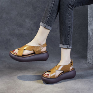Women's criss cross strap thick sole sandals
