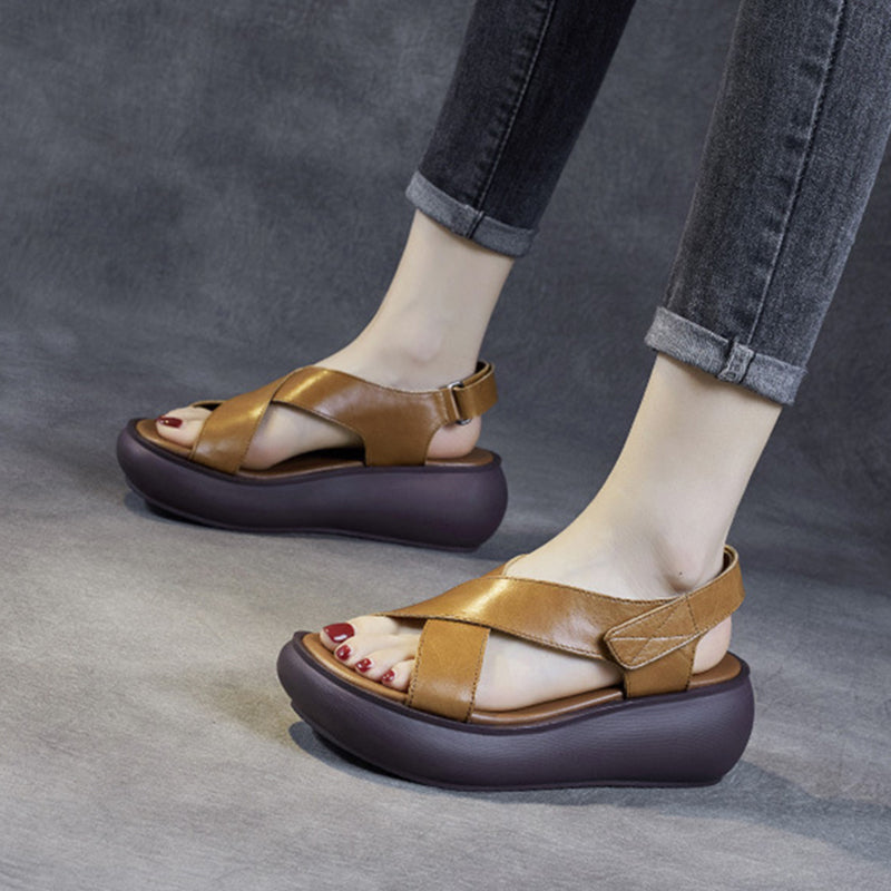 Women's criss cross strap thick sole sandals