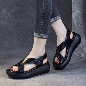 Women's criss cross strap thick sole sandals