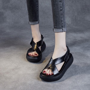 Women's criss cross strap thick sole sandals