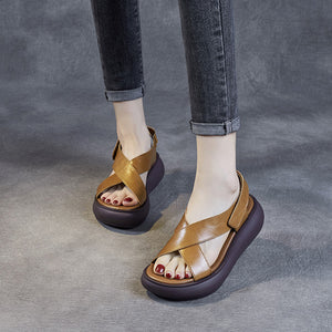 Women's criss cross strap thick sole sandals