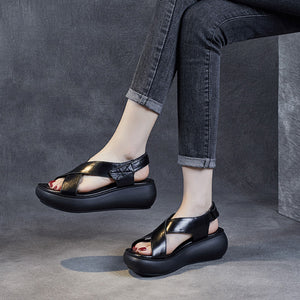 Women's criss cross strap thick sole sandals