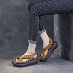 Women's criss cross strap thick sole sandals