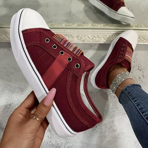 Women's elastic slip on canvas sneakers