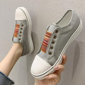 Women's elastic slip on canvas sneakers