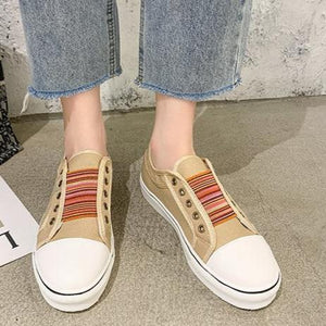 Women's elastic slip on canvas sneakers