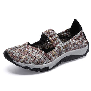 multicolor Women's elastic woven mary jane loafers