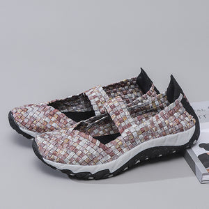 multicolor Women's elastic woven mary jane loafers