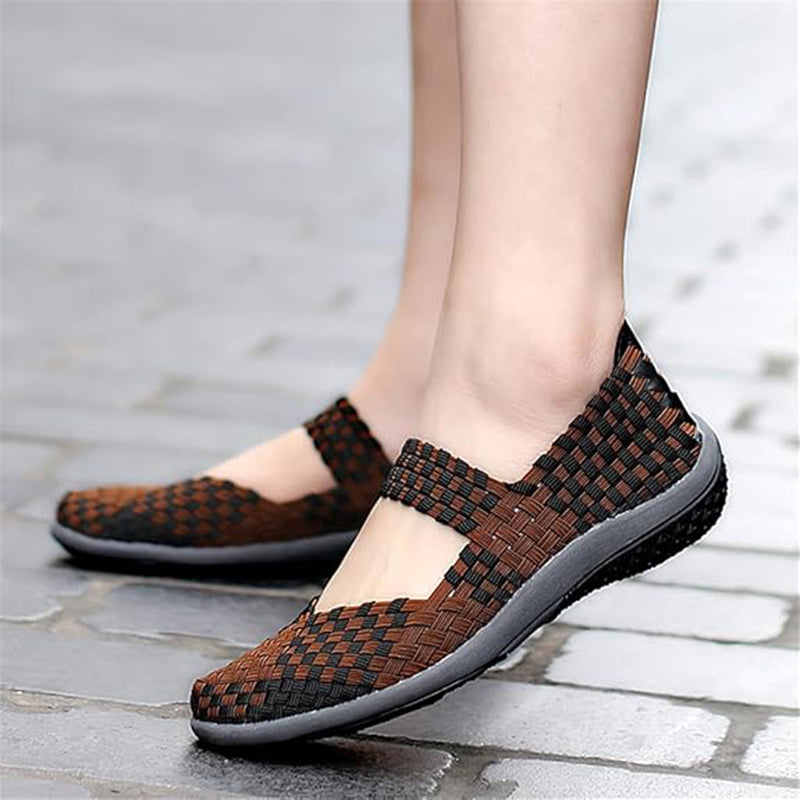 Women's elastic woven mary jane loafers lightweight comfortable walking sandals