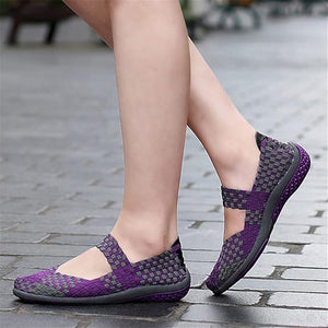 Women's elastic woven mary jane loafers lightweight comfortable walking sandals