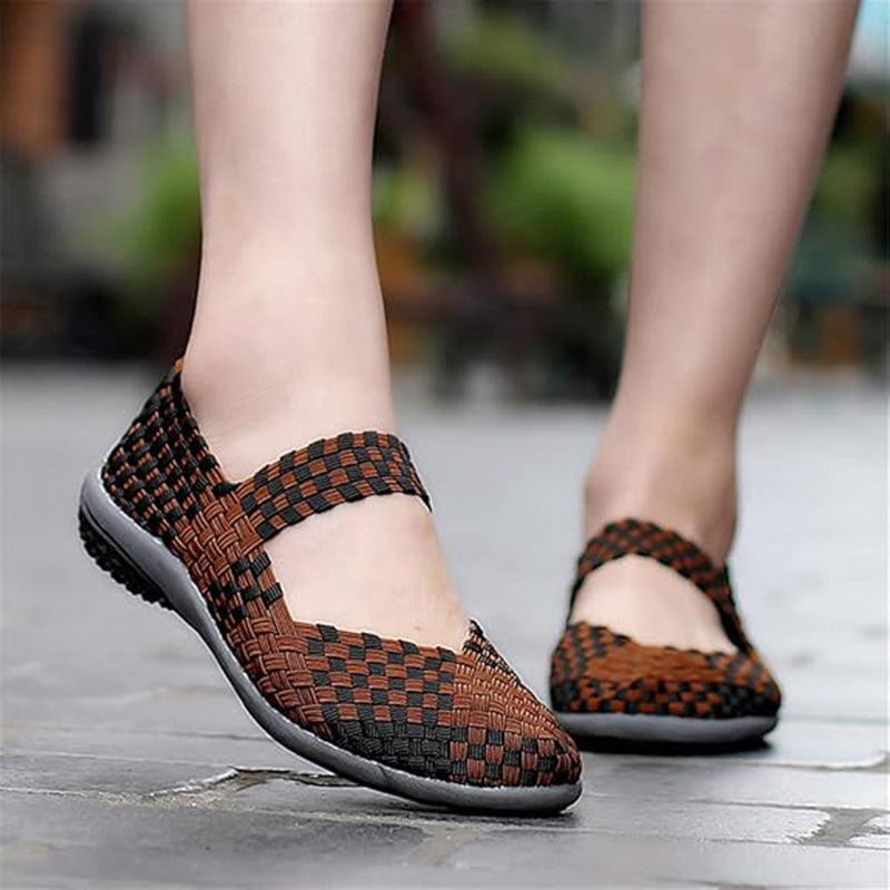 Women's elastic woven mary jane loafers lightweight comfortable walking sandals