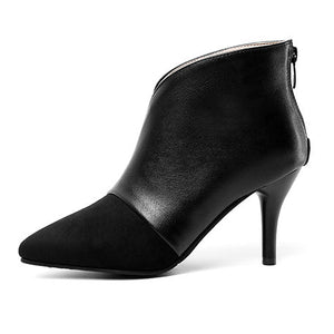 black Women's fall winter stiletto heels dress booties