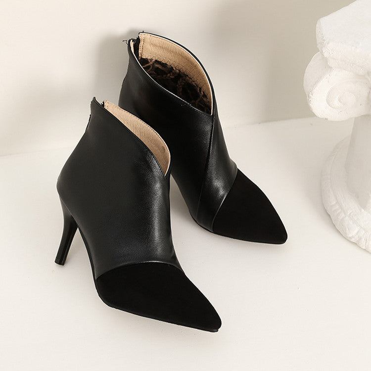 black Women's fall winter stiletto heels dress booties