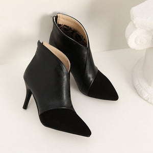 black Women's fall winter stiletto heels dress booties