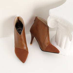 brown Women's fall winter stiletto heels dress booties