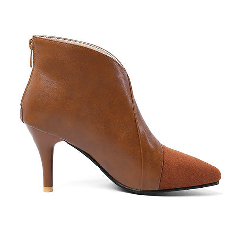 brown Women's fall winter stiletto heels dress booties