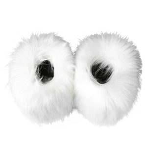 white Women's fashion fuzzy mid calf snow boots cozy warm lined winter shoes