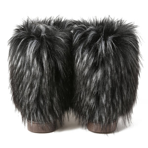 Women's fashion fuzzy mid calf snow boots cozy warm lined winter shoes