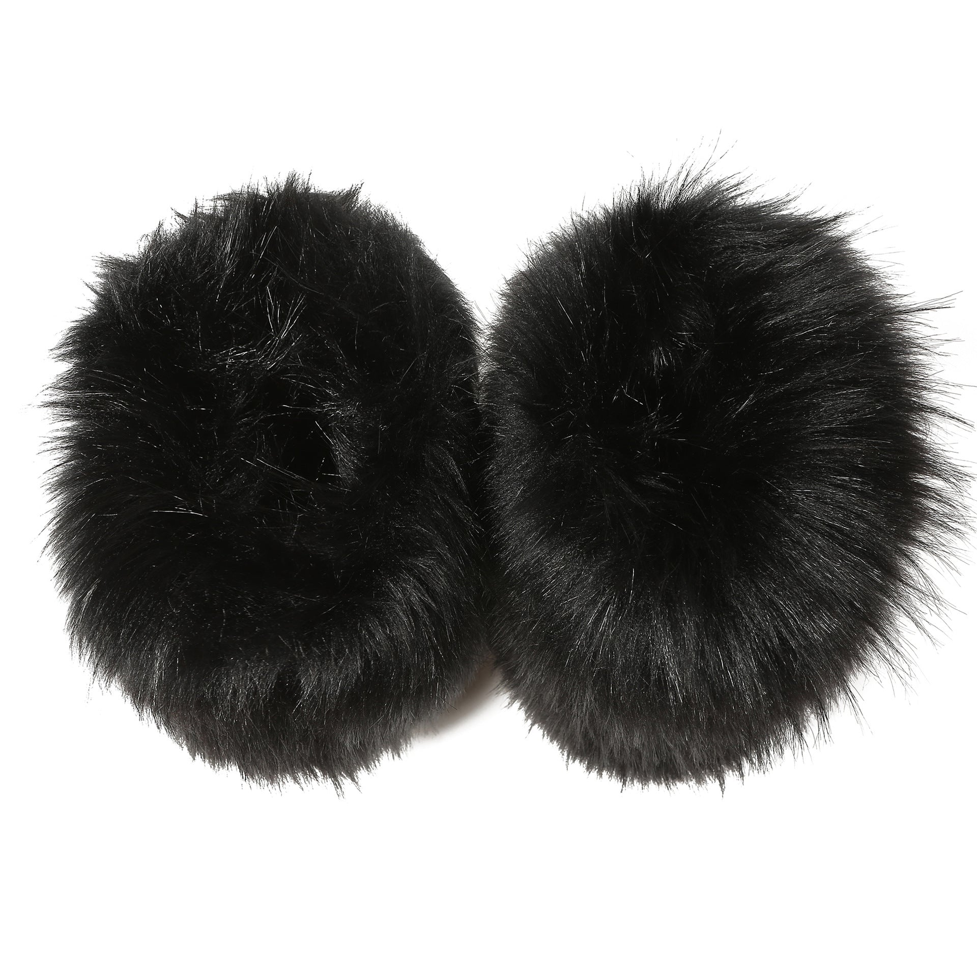 black Women's fashion fuzzy mid calf snow boots cozy warm lined winter shoes