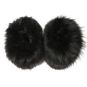 black Women's fashion fuzzy mid calf snow boots cozy warm lined winter shoes