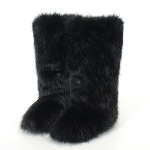 Women's faux fur fuzzy knee high snow boots