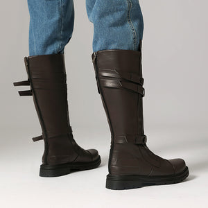 Classic Riding Boots for Women – Faux Leather Buckle Straps for Vintage-Inspired Cosplay
