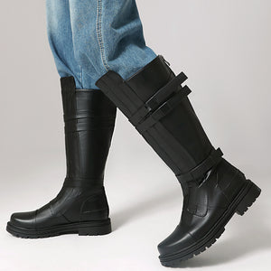 Classic Riding Boots for Women – Faux Leather Buckle Straps for Vintage-Inspired Cosplay