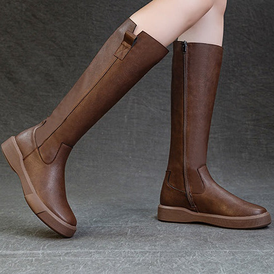 Women's leather knee high riding boots
