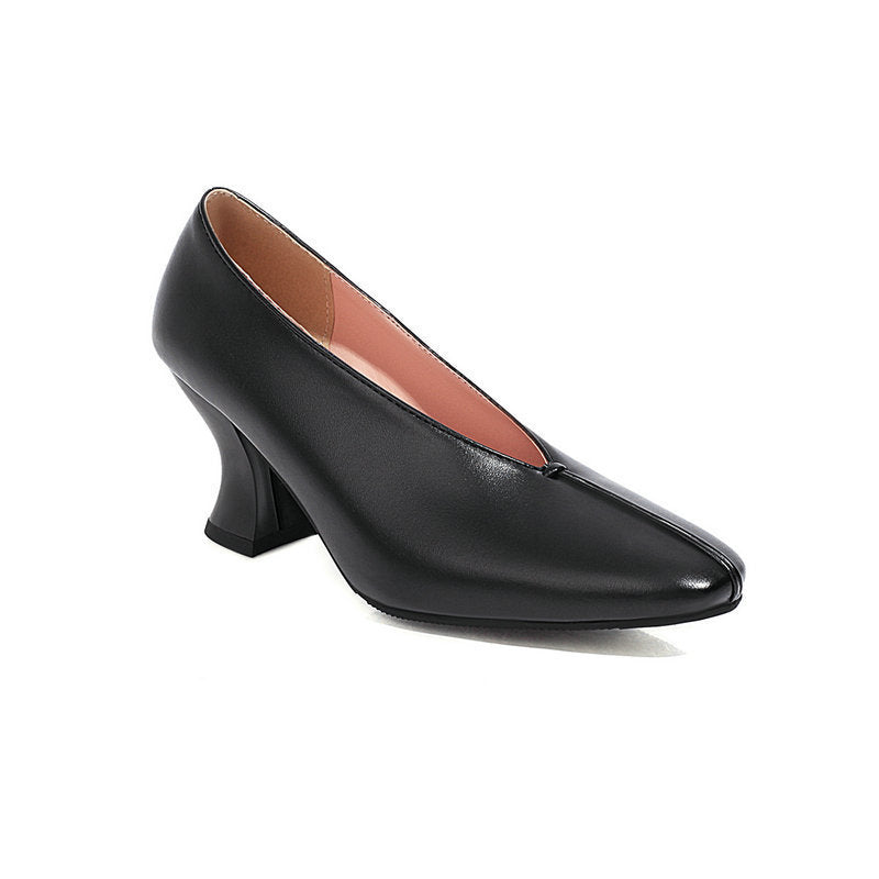 Women's faux leather medium kitten heels dress pumps