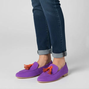 Women's Faux Suede Tassel Loafers – Colorful Slip-On Style