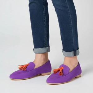 Women's Faux Suede Tassel Loafers – Colorful Slip-On Style