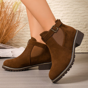 Classic Chelsea Ankle Boots for Women - Vintage Buckle Detail for Everyday Wear