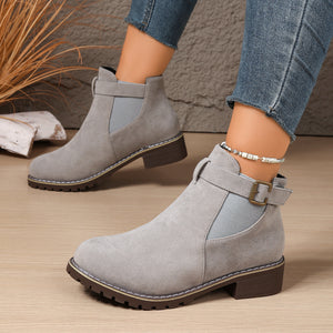 Classic Chelsea Ankle Boots for Women - Vintage Buckle Detail for Everyday Wear