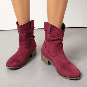Vintage-Inspired Faux Suede Fringe Boots for Women - Wide Calf Western Style for Casual and Festival Wear